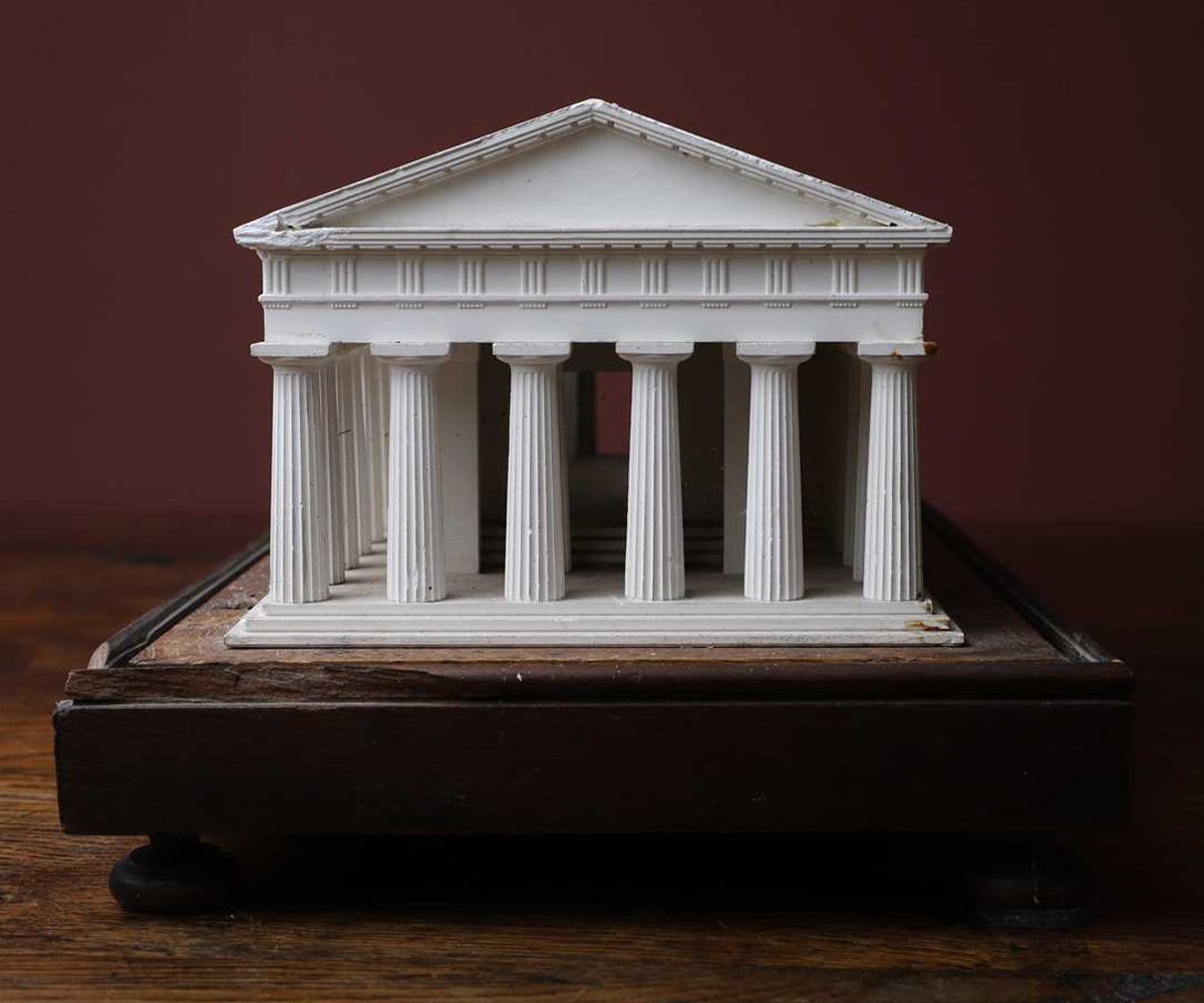 A plaster of Paris model of the Temple of Hera II at Paestum